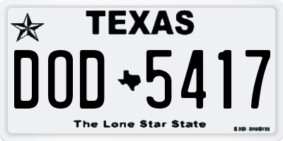 TX license plate DOD5417