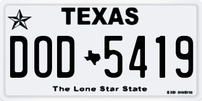 TX license plate DOD5419