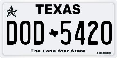 TX license plate DOD5420