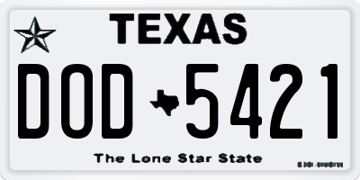 TX license plate DOD5421