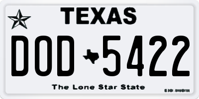 TX license plate DOD5422