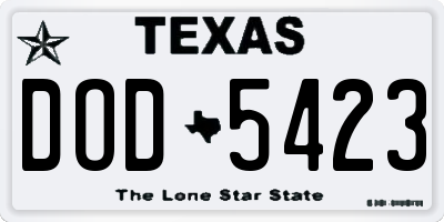 TX license plate DOD5423