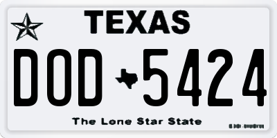 TX license plate DOD5424