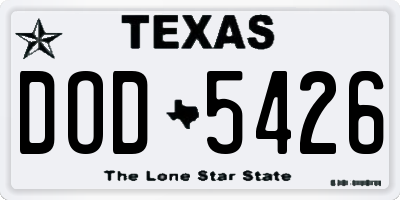 TX license plate DOD5426