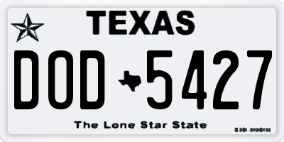 TX license plate DOD5427