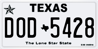 TX license plate DOD5428