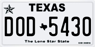 TX license plate DOD5430