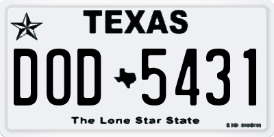 TX license plate DOD5431