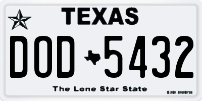 TX license plate DOD5432