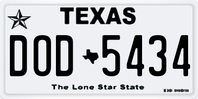 TX license plate DOD5434