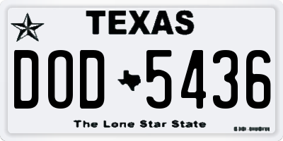 TX license plate DOD5436