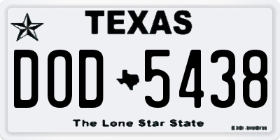 TX license plate DOD5438
