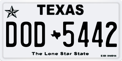 TX license plate DOD5442