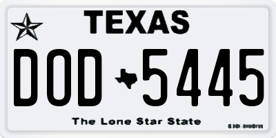 TX license plate DOD5445