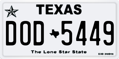 TX license plate DOD5449