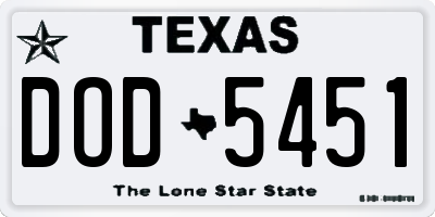 TX license plate DOD5451