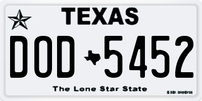 TX license plate DOD5452