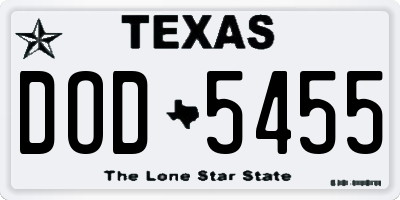 TX license plate DOD5455