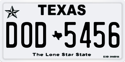 TX license plate DOD5456