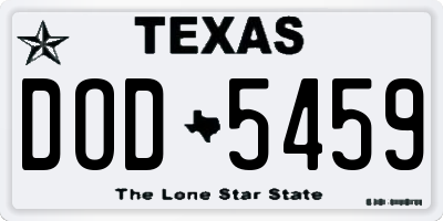 TX license plate DOD5459