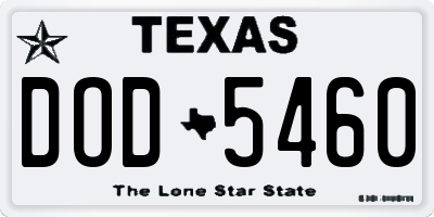TX license plate DOD5460