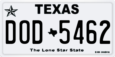 TX license plate DOD5462