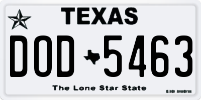 TX license plate DOD5463