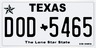 TX license plate DOD5465