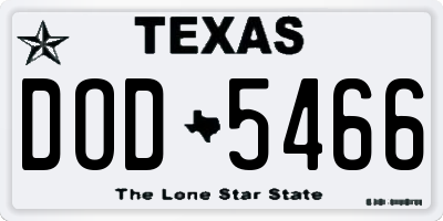 TX license plate DOD5466