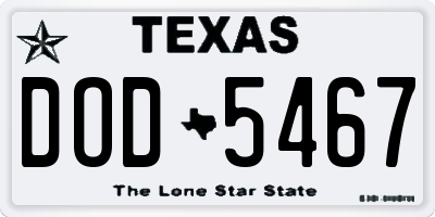 TX license plate DOD5467