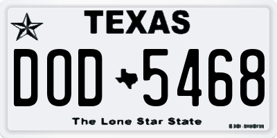 TX license plate DOD5468