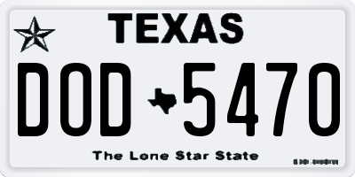 TX license plate DOD5470