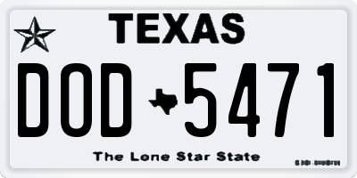 TX license plate DOD5471