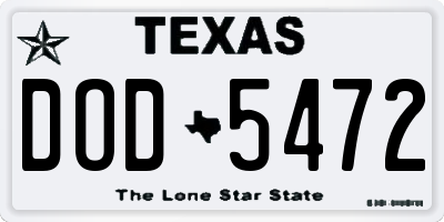 TX license plate DOD5472