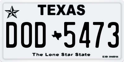 TX license plate DOD5473