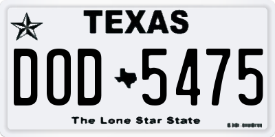 TX license plate DOD5475