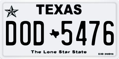 TX license plate DOD5476