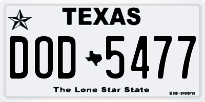 TX license plate DOD5477