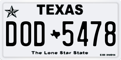 TX license plate DOD5478
