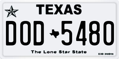 TX license plate DOD5480