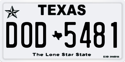 TX license plate DOD5481