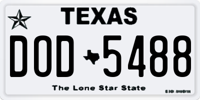 TX license plate DOD5488