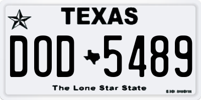 TX license plate DOD5489