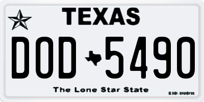 TX license plate DOD5490