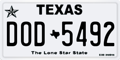 TX license plate DOD5492