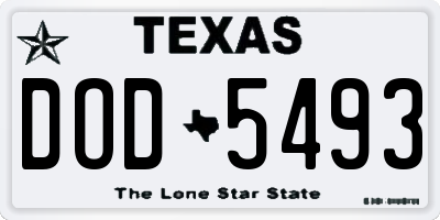 TX license plate DOD5493