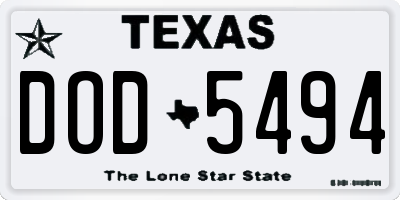 TX license plate DOD5494