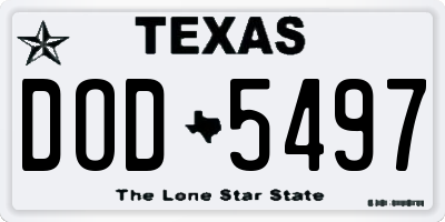 TX license plate DOD5497