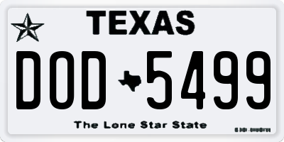 TX license plate DOD5499
