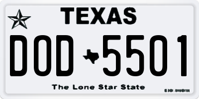 TX license plate DOD5501